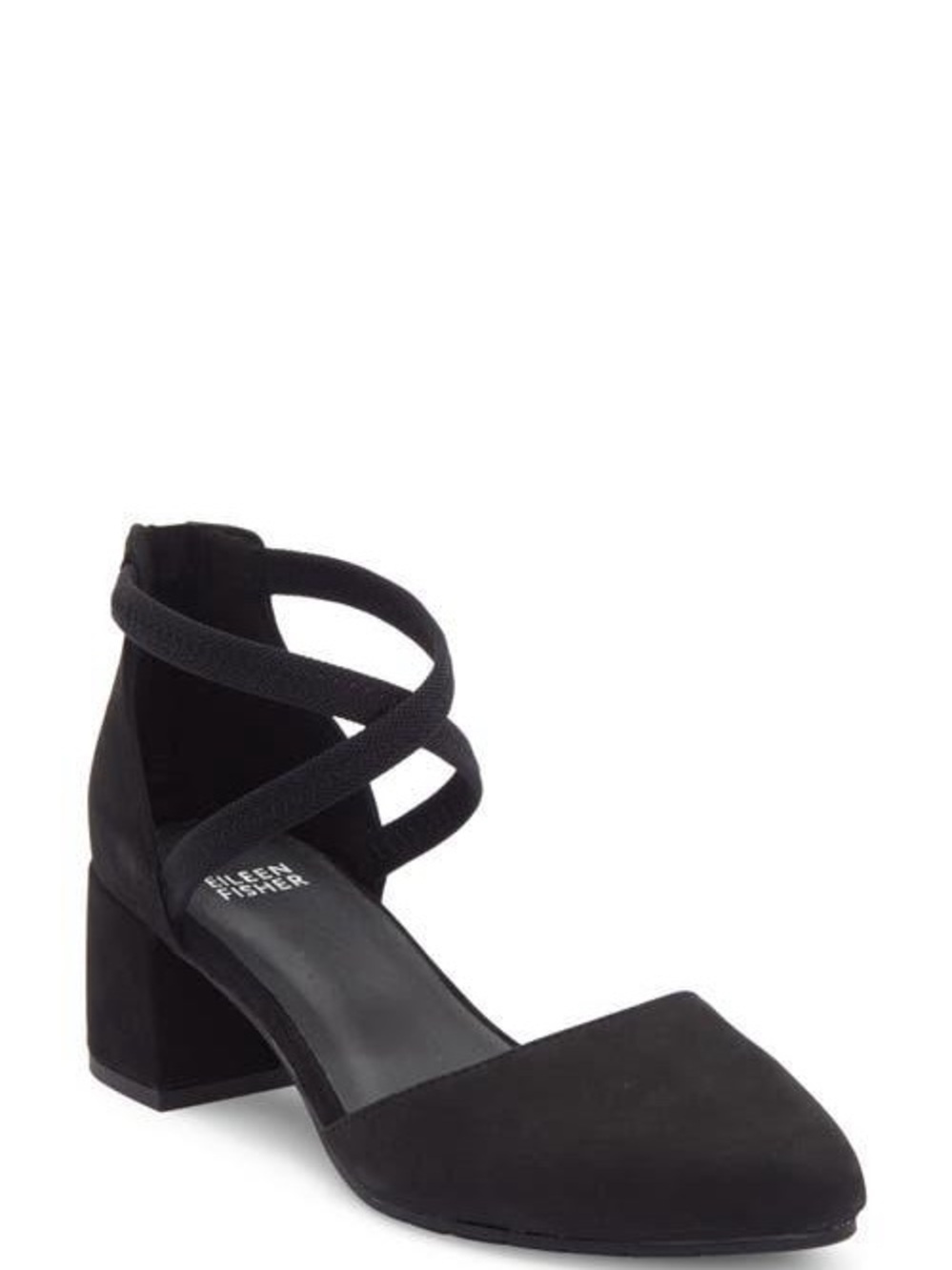 Eileen Fisher Venice Black Suede Block Heel Pumps Ankle Strap Size 9 NWOT